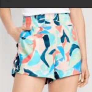NWT Old Navy Tech Shorts high rise 4” quick dry print match the family size L